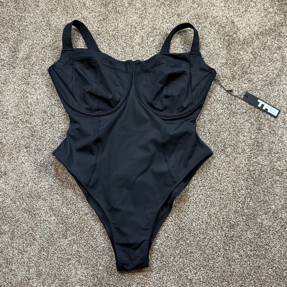 TA3 Lifty Sculpting Swimsuit XL Short H/I Cup HI-Cut Bottom $188 NWT Black Sexy